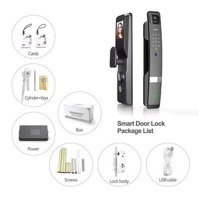 Qleung S924 Max 10 Language 3D Face Tuya APP Lock Password Key Code Biometric Fingerprint Smart Cloud Wood/Aluminum Door Lock