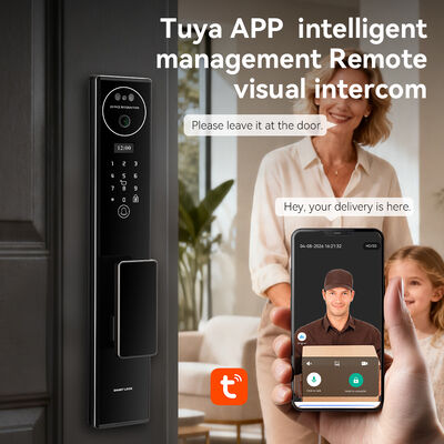 Wholesale 3D Face Recognition Fingerprint Lock Tuya Active Video Calling IC Card Code Accress Control Wifi Smart Door Lock CNC Process Aluminum Alloy construction Smart Lock