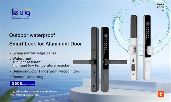 IP65 防水指紋ロック 黒銀指紋 ドアロック