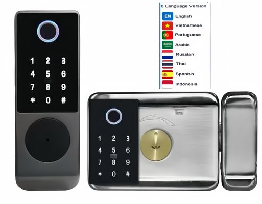 8 言語 スマートドアロック ステンレスリムロック 双面ロック オプション
