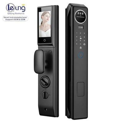 Qleung S959MAX 顔 バイオメトリック ビデオ 呼び出し 指紋 キーカード ツヤ アプリ 完全自動 スマート ドアロック